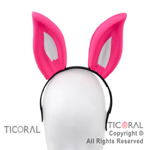 VINCHA OREJAS DE CONEJO ROSA x 6